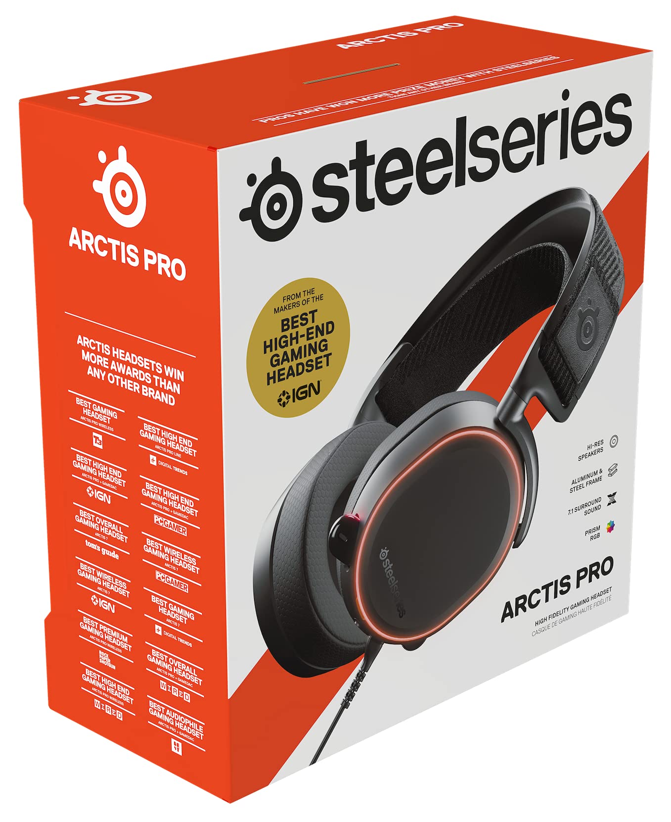 SteelSeries Arctis Pro - Auriculares de juego - Controladores de altavoces de alta resolución- DTS Headphone:X v2.0 Envolvente - Negro