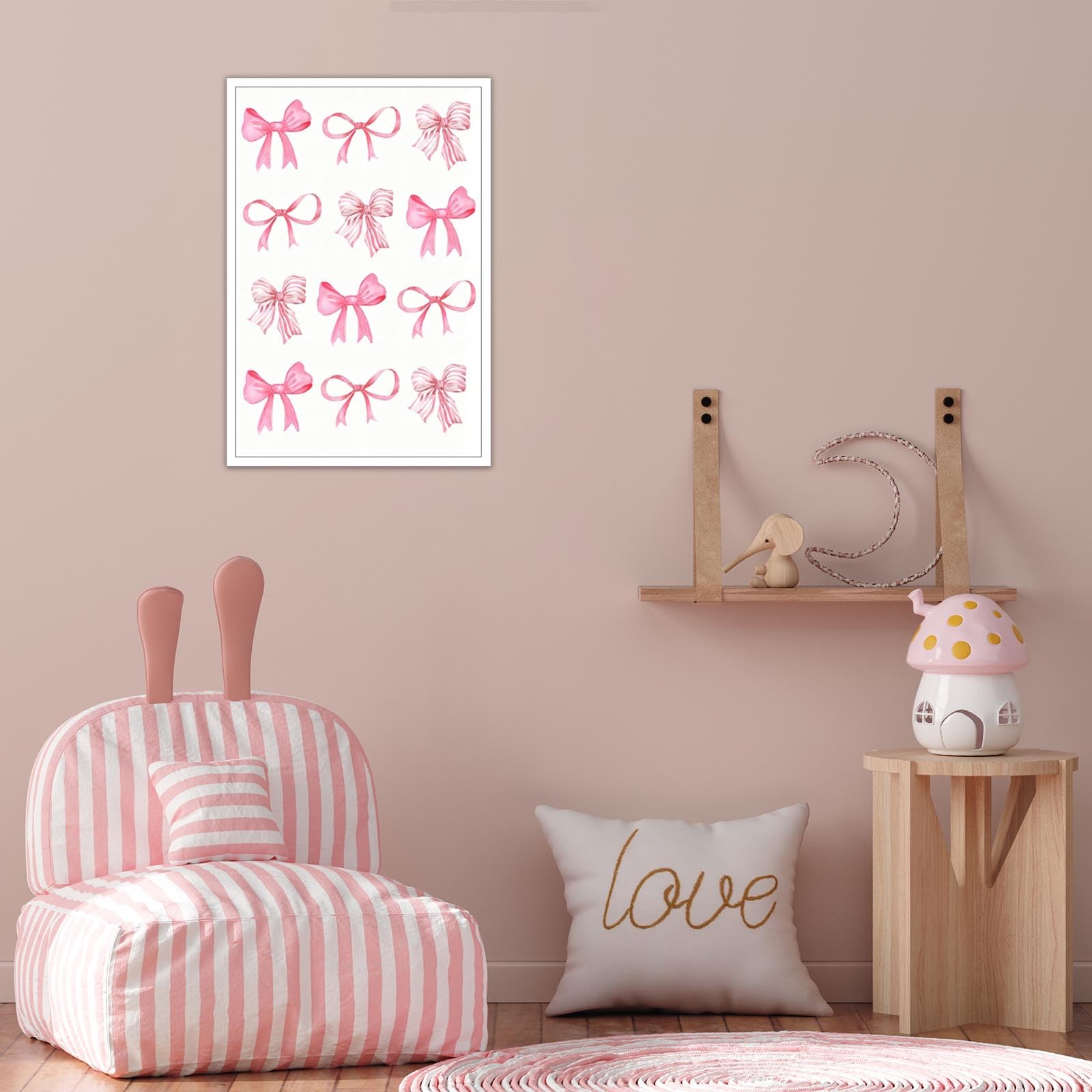 Set Mit 3 Trendigen Leinwand-Postern 'Rosa Schleife', 30x40cm Bis 61x91cm, Für Wohn- & Jugendzimmer