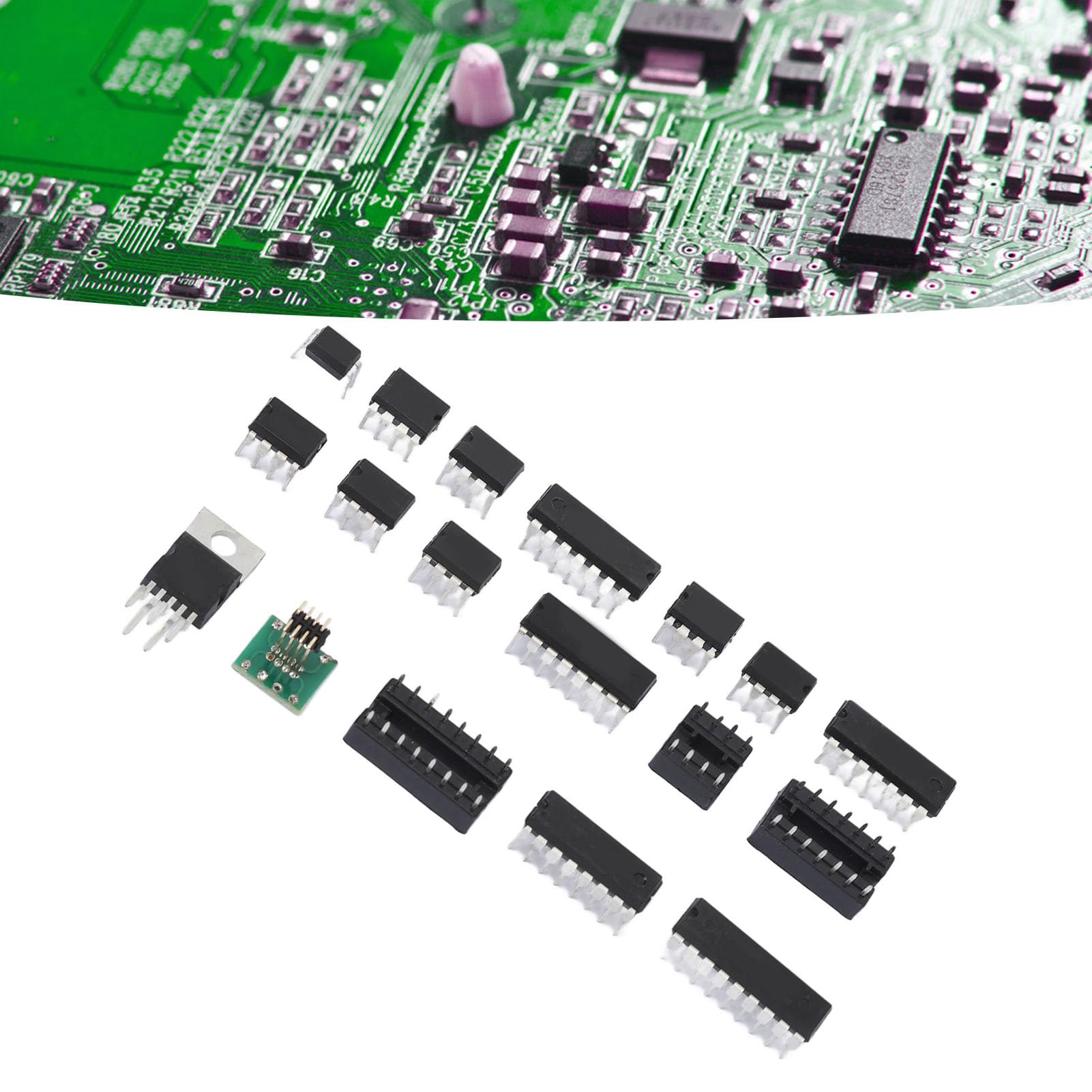 150Pcs Integrato XL IC Chip Assortimento Kit Opamp Oscillatore IC Chip e Prese Assortiti Set per Apparecchiature Elettroniche