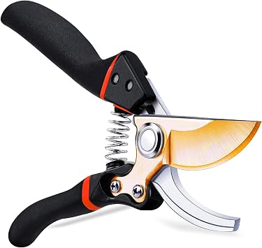 G4GADGET Premium Titanium Bypass Secateurs   Sharp Garden Pruning Shears with Non-Slip Handle, Safety Lock, Rust Resistant Blade   Ideal for Plant, Flower, Tree & Stem Cutting