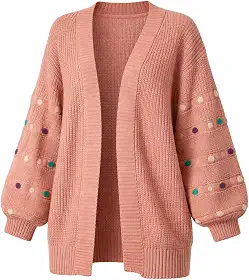 Casaco Cardigan Feminina De Tricot Manga Bufantes R126