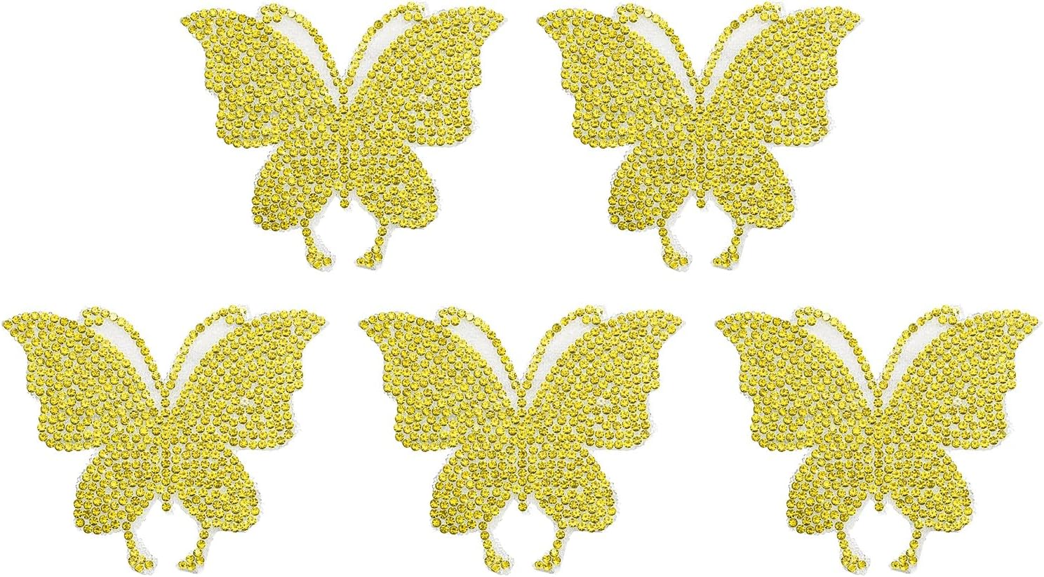 PATIKIL 5Pcs Butterfly Car Decals for Women, 2.8" x 2.4" Rhinestone Crystal Car Sticker Self Adhesive Glitter Sticker Decoration for Bumper Window Laptops Luggage, Lemon Yellow