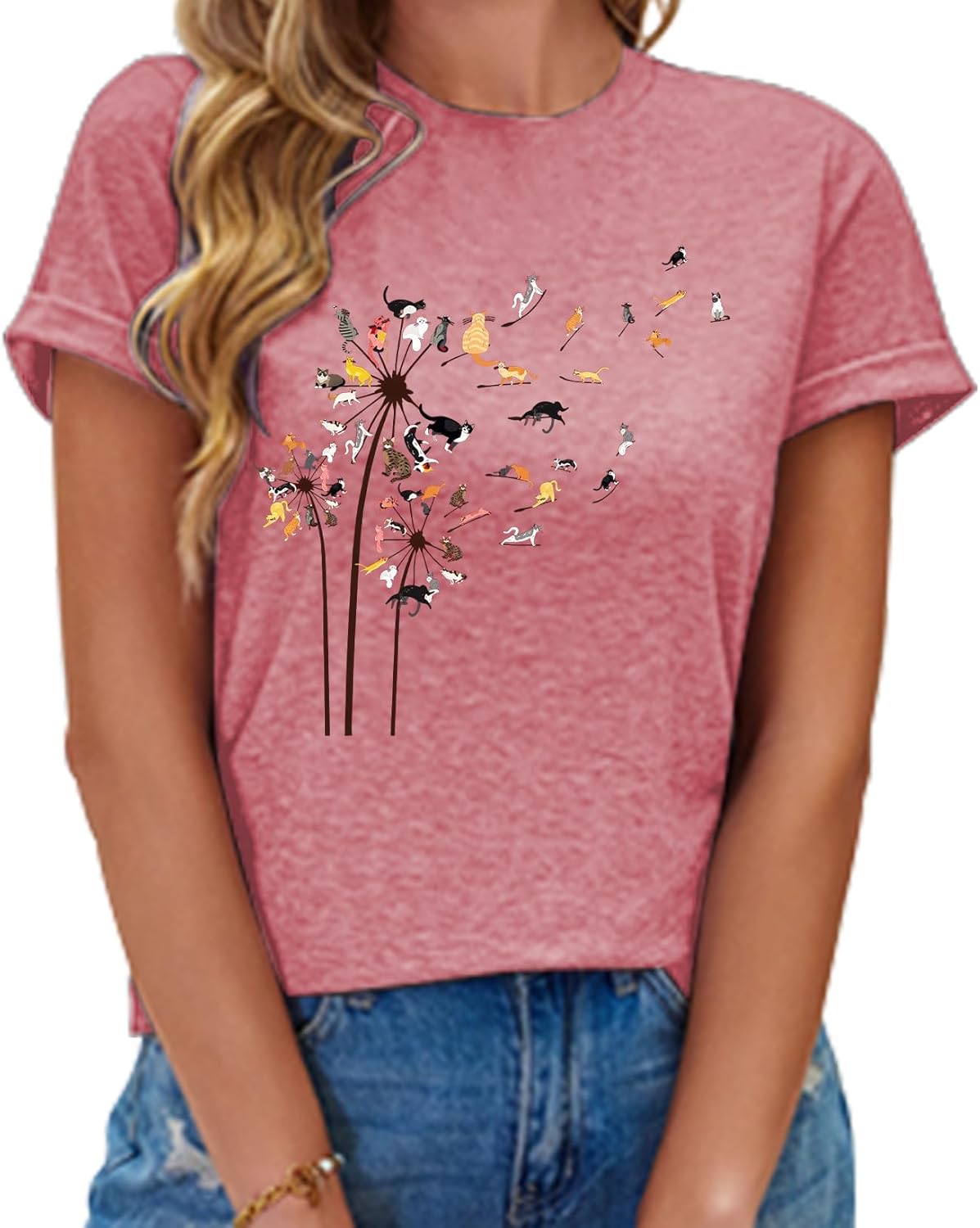 Womens Valentines Shirt -Pink Love Heart Graphic Tshirts Funny Teen Girl's Holi Vacation Casual Outfit Pink - Image 2