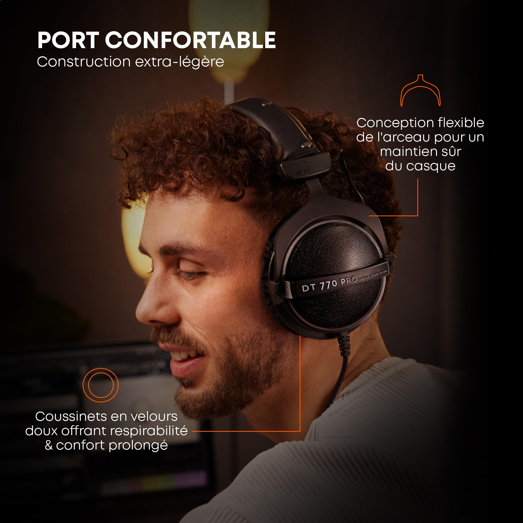 beyerdynamic DT 770 Pro 80 Ohm Casque Audio de Studio Circum-aural. Conception fermée, Filaire, pour l'enregistrement et Le Monitoring Professionnels. Fabriqué à la Main en Allemagne.