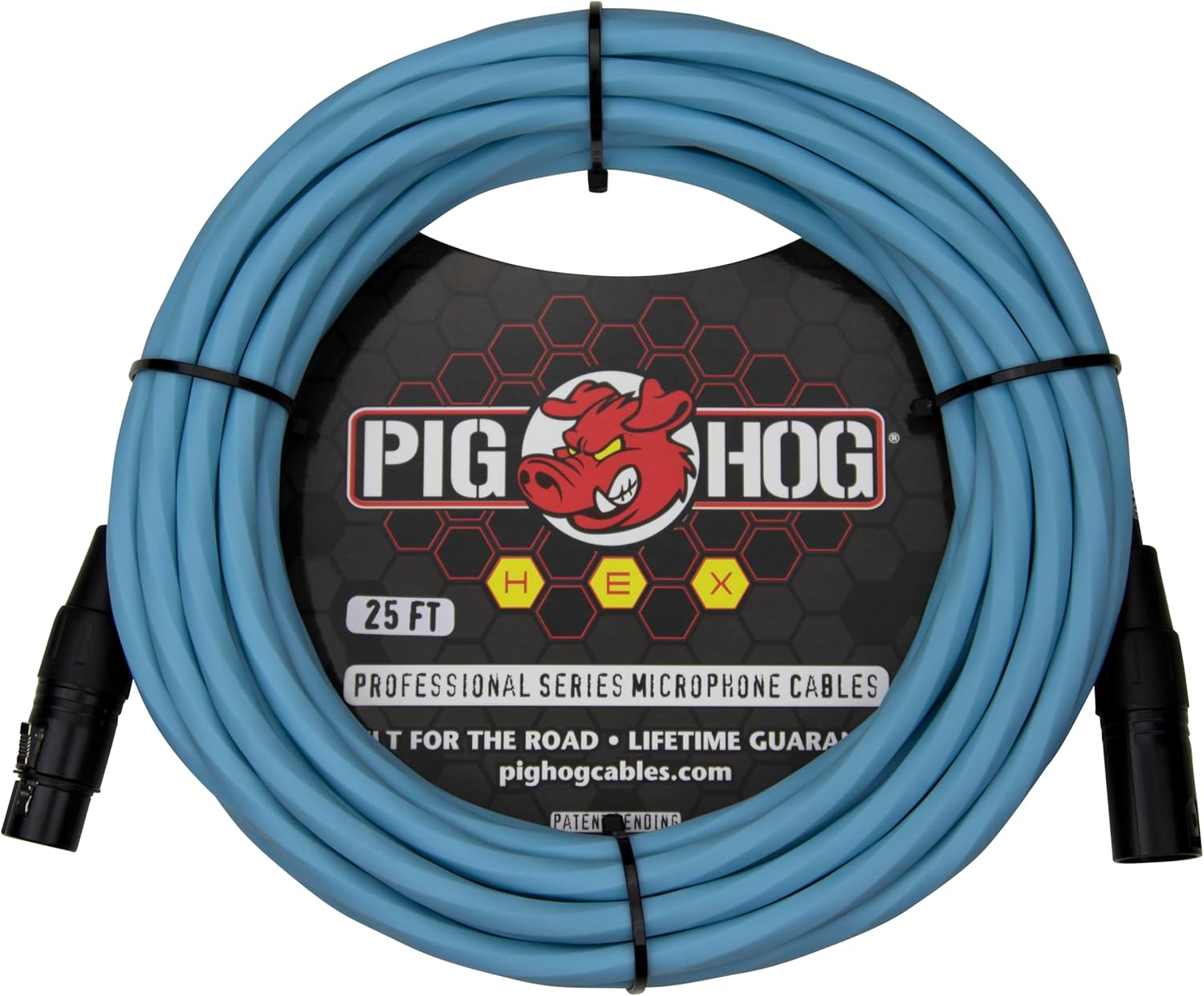 Pig Hog PHMH25DB Hex Series Mic Cable, Daphne Blue 25ft