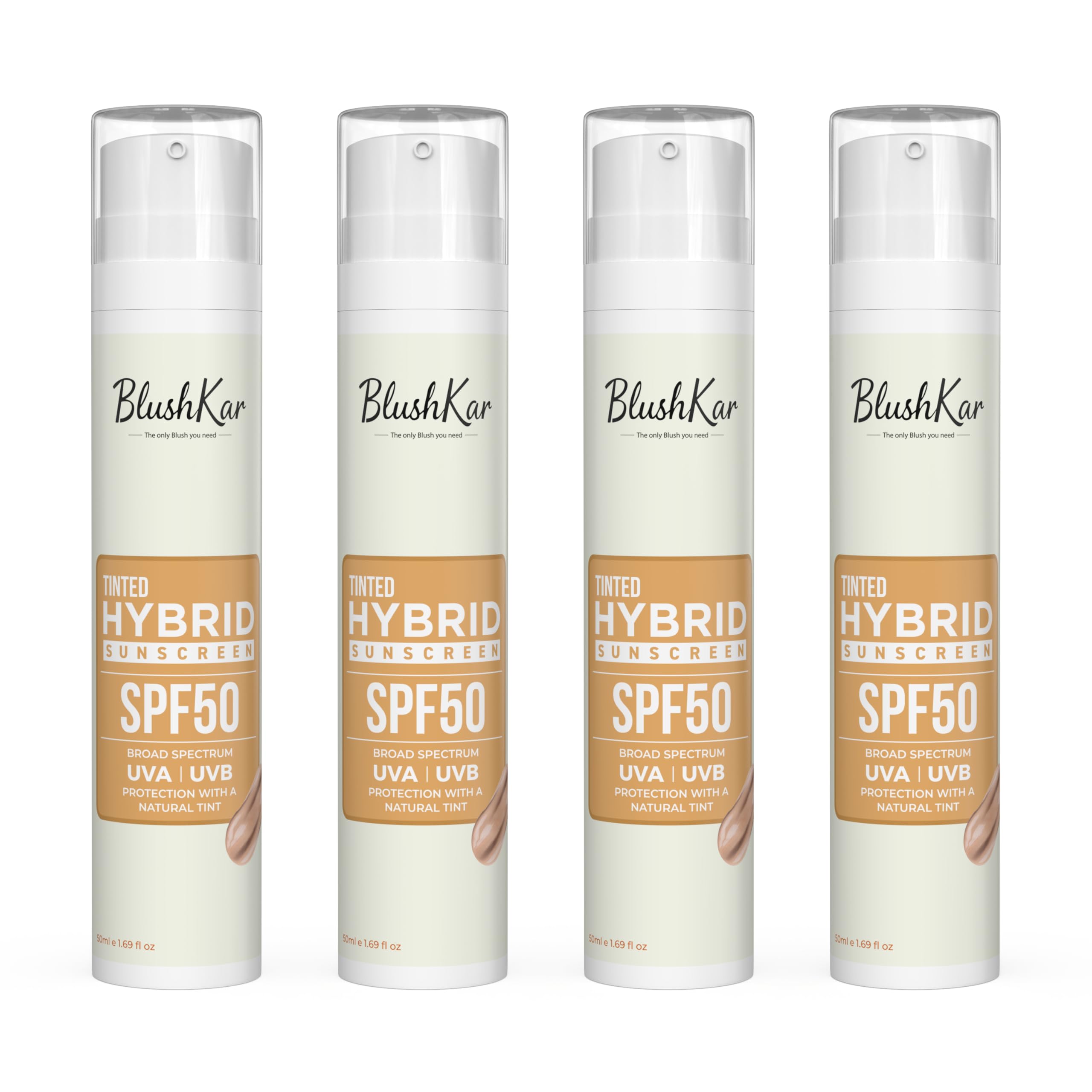 BLUSHKAR Tinted Hybrid Sunscreen SPF 50+ (Pack of 4) | 100% Mineral Sunscreen with Zinc Oxide, Titanium Dioxide, Hyaluronic Acid & Vitamin E | No White Cast, Oil-Free, Oxybenzone-Free-picture-37