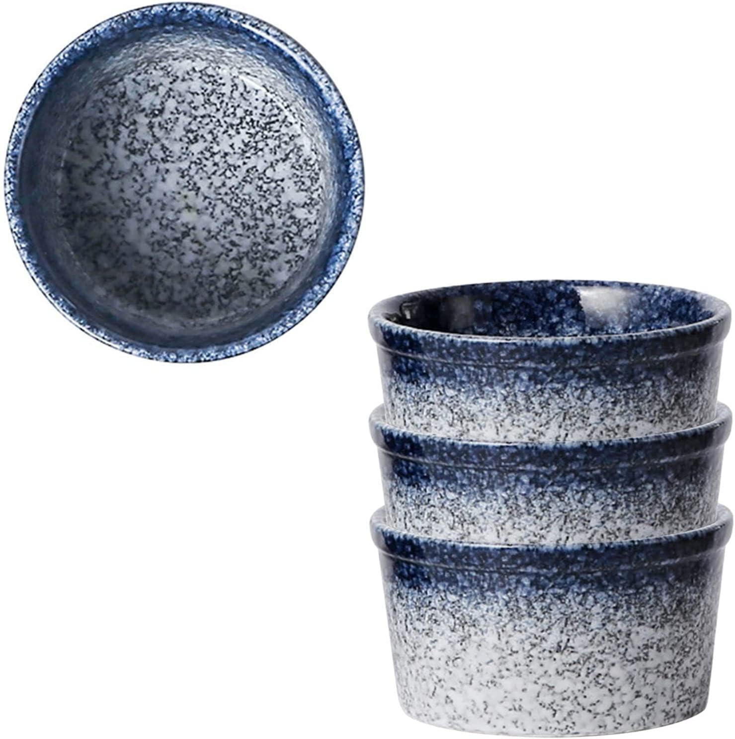 Bol à soupe, bol à riz, bol à déjeuner, ensemble de ramequins, 120 ml, ramequins à crème brûlée, plats à soufflé allant au four, ramequins à soufflé, ramequins for friteuse à air-bleu-lot de 6 ( Color