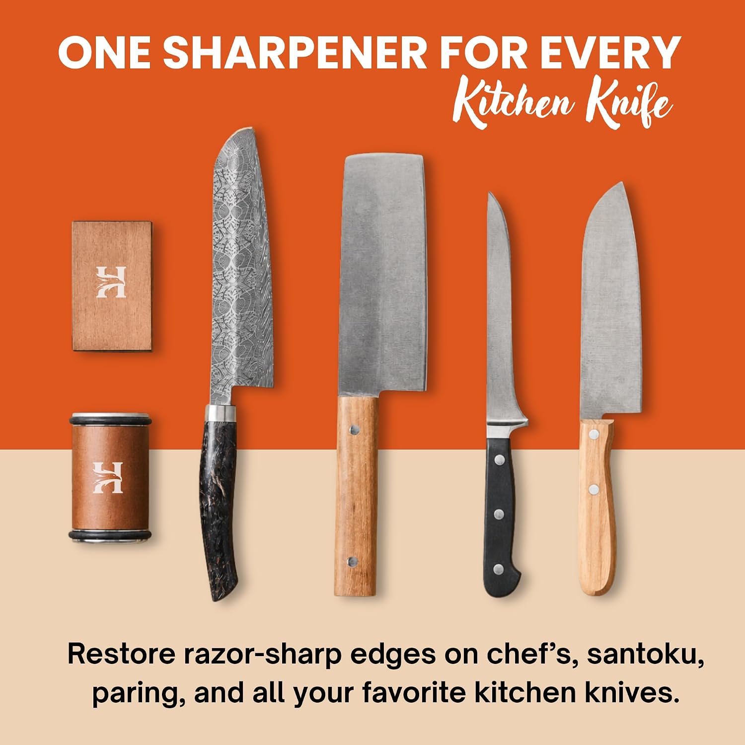 Rolling Knife Sharpener Kit with Leather Strop, Magnetic Knife Holder & Protective Stand, 15° & 20° Angle Knife Sharpener with Diamond & Ceramic Discs for Chef, Santoku & Paring Knives