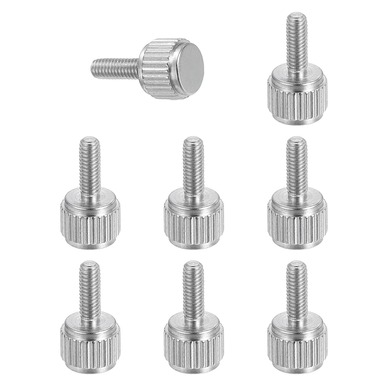 MECCANIXITY 8 Pcs M2.5 x 8mm Vernier Caliper Screws, Stainless Steel Flat Head Thumb Screws Metric Knurled Round Head Bolts Grip Knobs Hand Tighten Thread Fasteners for Measuring Tool