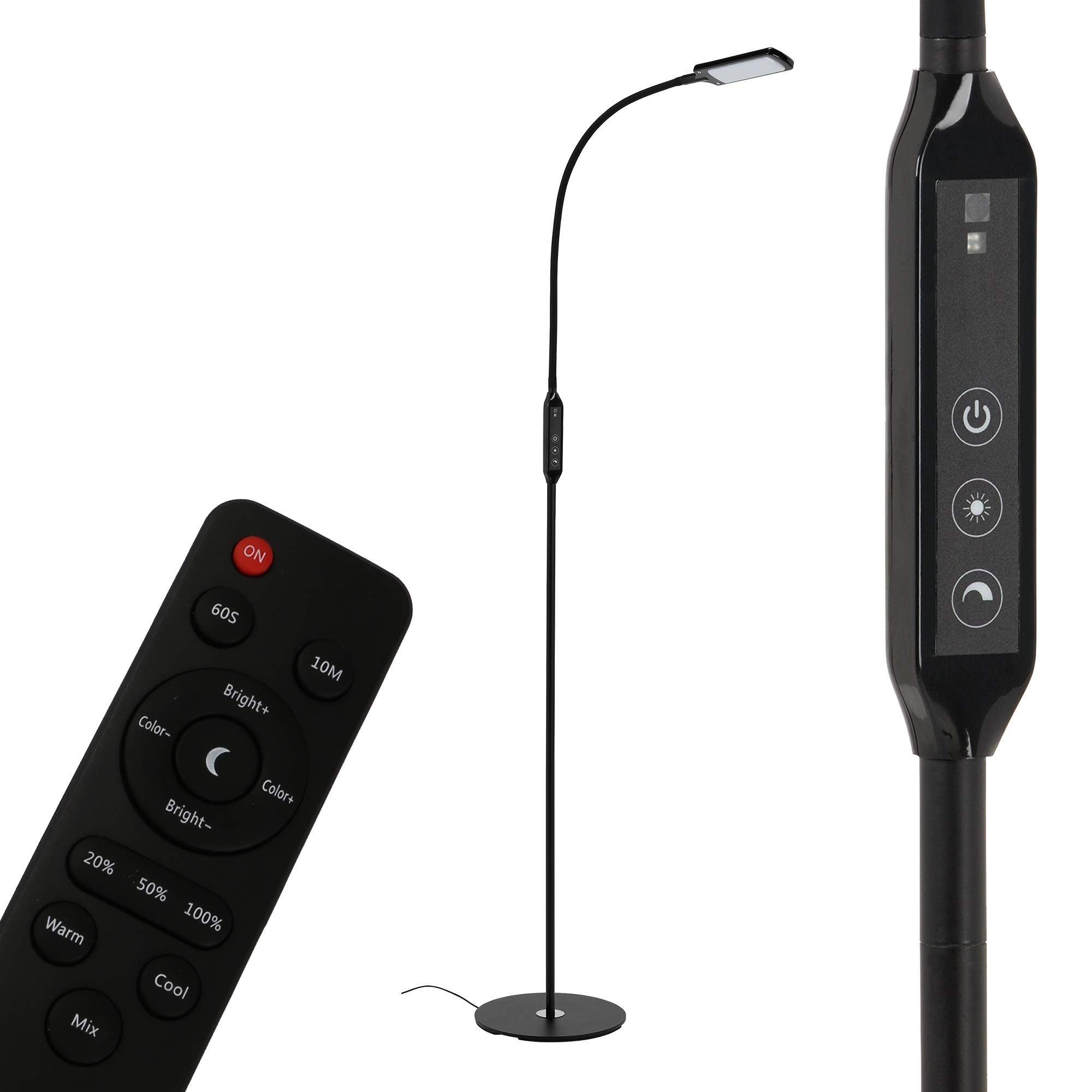 Briloner Leuchten lampa stojąca LED, ściemniana, pilot zdalnego sterowania, regulacja temperatury barwowej, 8 W, 700 lumenów, czarna, 8 W