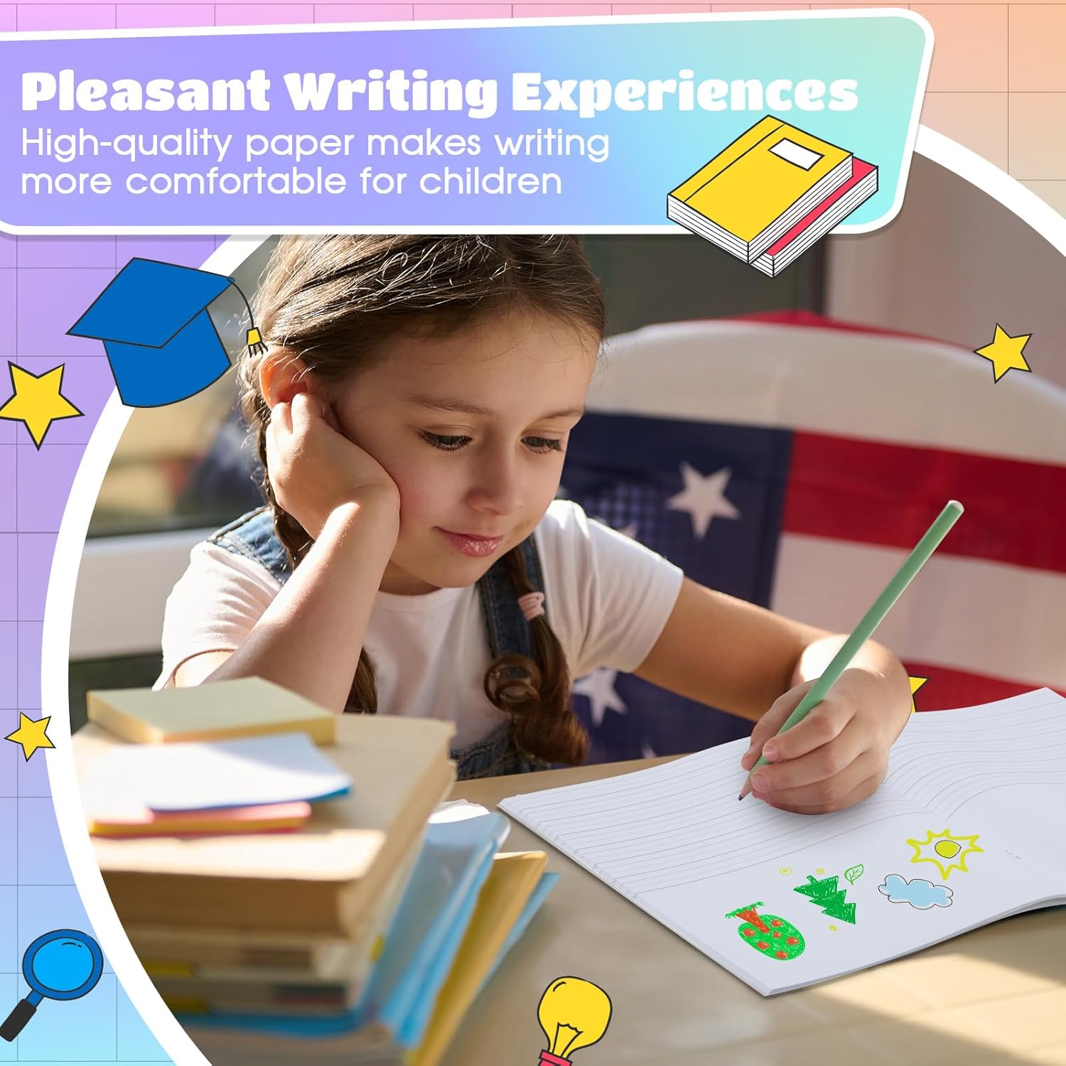 Henoyso 12 Pcs Primary Composition Notebook K-2 9 3/4 x 7 1/2 Inch Primary Journal, Notebook for Kids Supplies, Bulk Blank Writing Book for Kid to Write Draw Journal 60 Page (Color Gradient) - Image 6