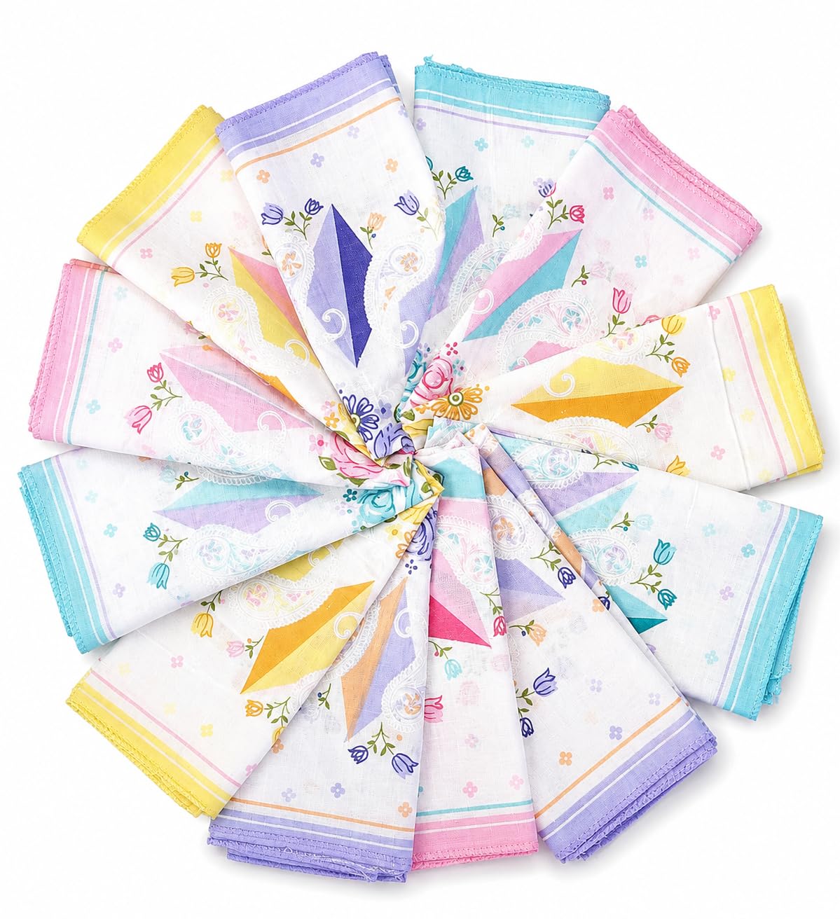 Premium Soft Cotton Ladies Handkerchief Set – Pack of 12 Floral Printed Hankies for Women, Kids & Infants | Ultra Absorbent Face Rumal | Reusable Everyday Cotton Handkerchiefs, 30 x 30 cm-image-28