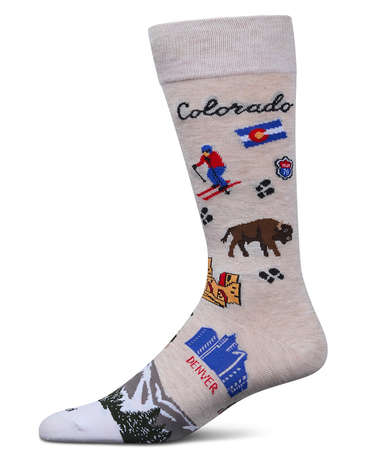 MeMoi Men's Colorado Rayon From Rayon Crew Socks, Ivory Heather, 9-13 UK