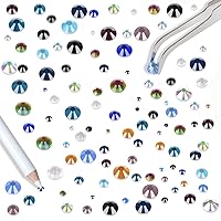 Vista 5 de LPBeads 6400 unidades de diamantes termoadhesivos de 12 colores con parte trasera plana, 5 tamaños mixtos, gemas de cristal redondas con pinzas
