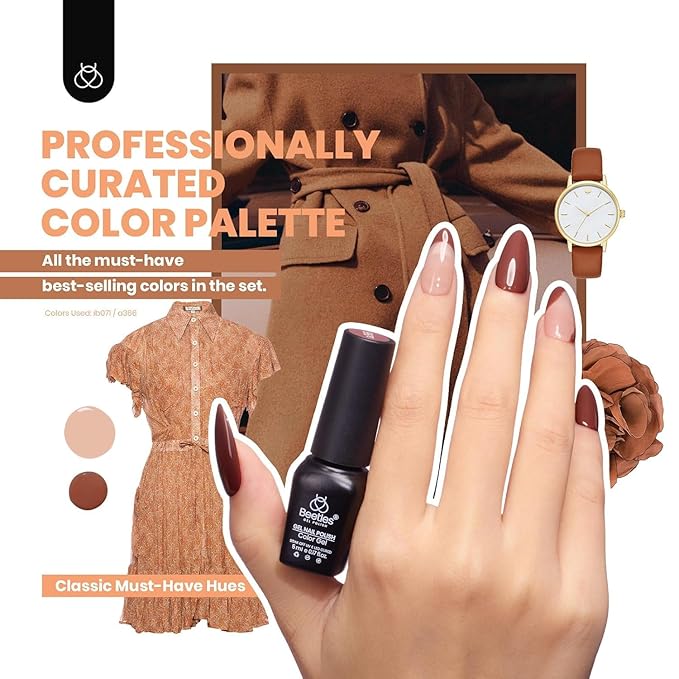 Set de 44 esmaltes de uñas gel beetles 36 colores + base y top coat miniatura 5