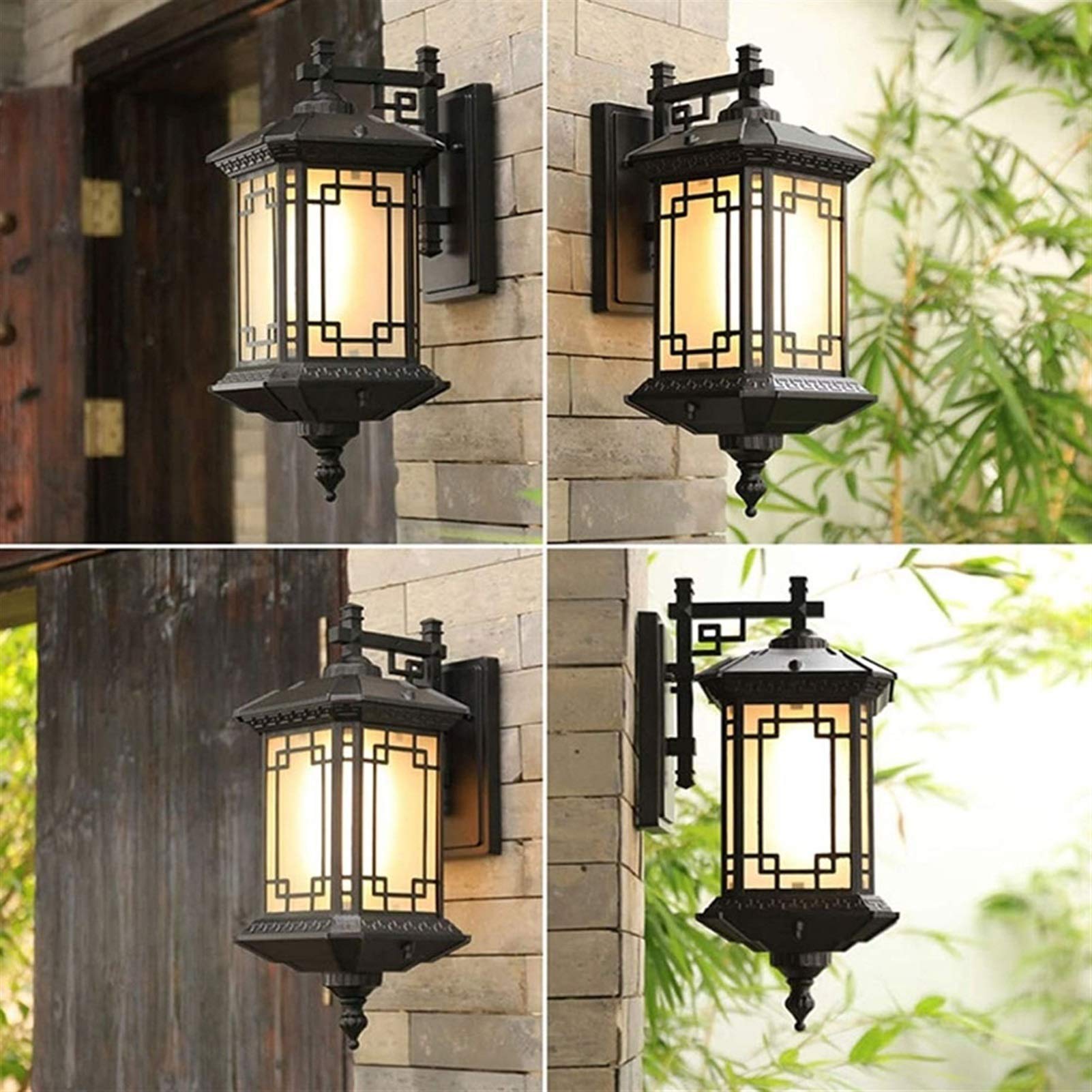 Retro Black Metal Wall Scone IP65 Wodoodporne szkło matowe Zewnętrzne gniazdo E27 Socket for Garden Courtyard Balcony Indoor Staircase Ambient Illuminacja