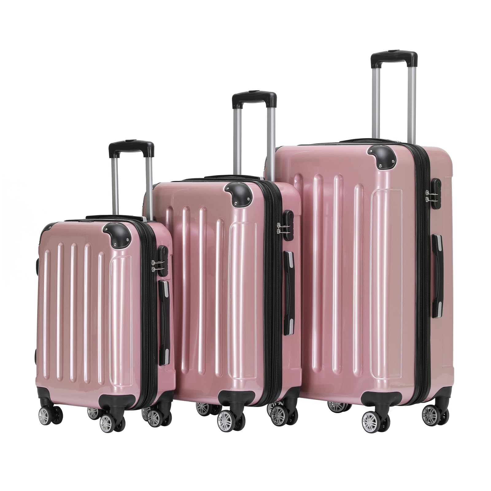 BEIBYE 2048 Hartschalenkoffer aus Polycarbonat, Reisekoffer mit 4 Zwillingsrollen und Zahlenschloss, Erweiterbarer Trolley Koffer M L XL oder Kofferset mit Teleskopgriff