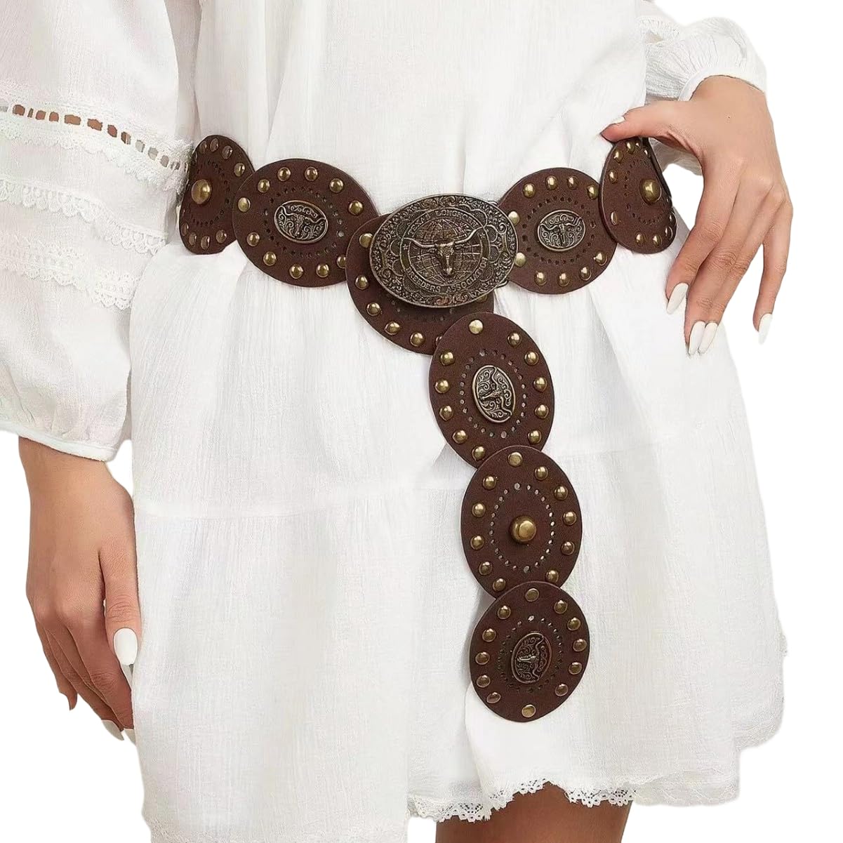 Ceinture à disques larges bohème pour ajuster les vêtements amples - 4