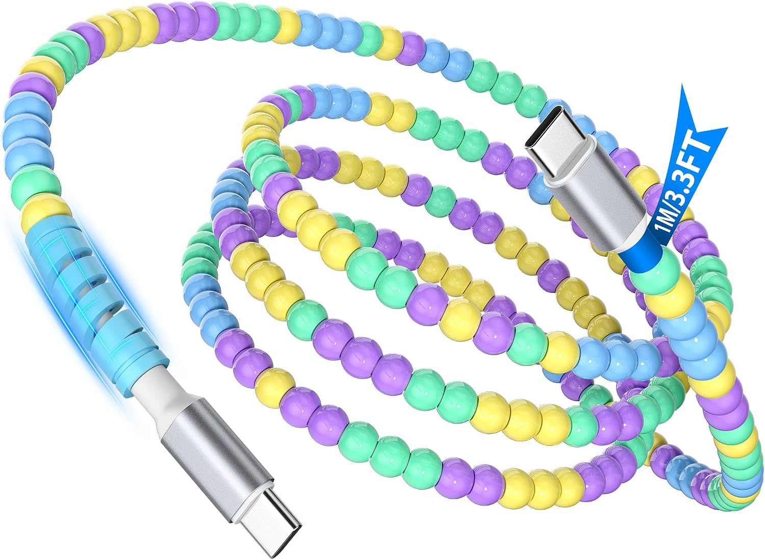 USB C Cable Beaded 3FT Fast Charger Cable, AFGHOA for Apple Pencil Cap 1st Generation Magnetic iPencil Replacement for Apple Pen Top Stylus Cover AntiFall Silicone Holder for iPad Pro for iPad A16 10 image 4