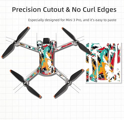 Miniatura 3 de Mini 3 Pro Skin Wrap para DJI Mini 3 Pro Cámara Drone Cuerpo Brazos RC Control Remoto Conjunto completo Adhesivo Adhesivo a prueba de arañazos