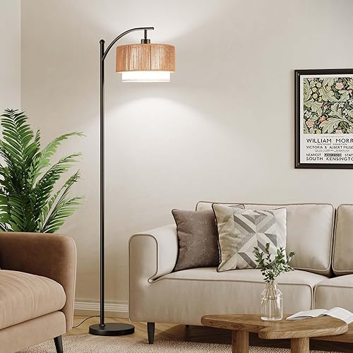 Miniatura 5 de SUNMORY Lámparas de pie para sala de estar con bombilla LED de 12 W, lámpara de pie de arco con 3 temperaturas de color, lámparas de pie de granja