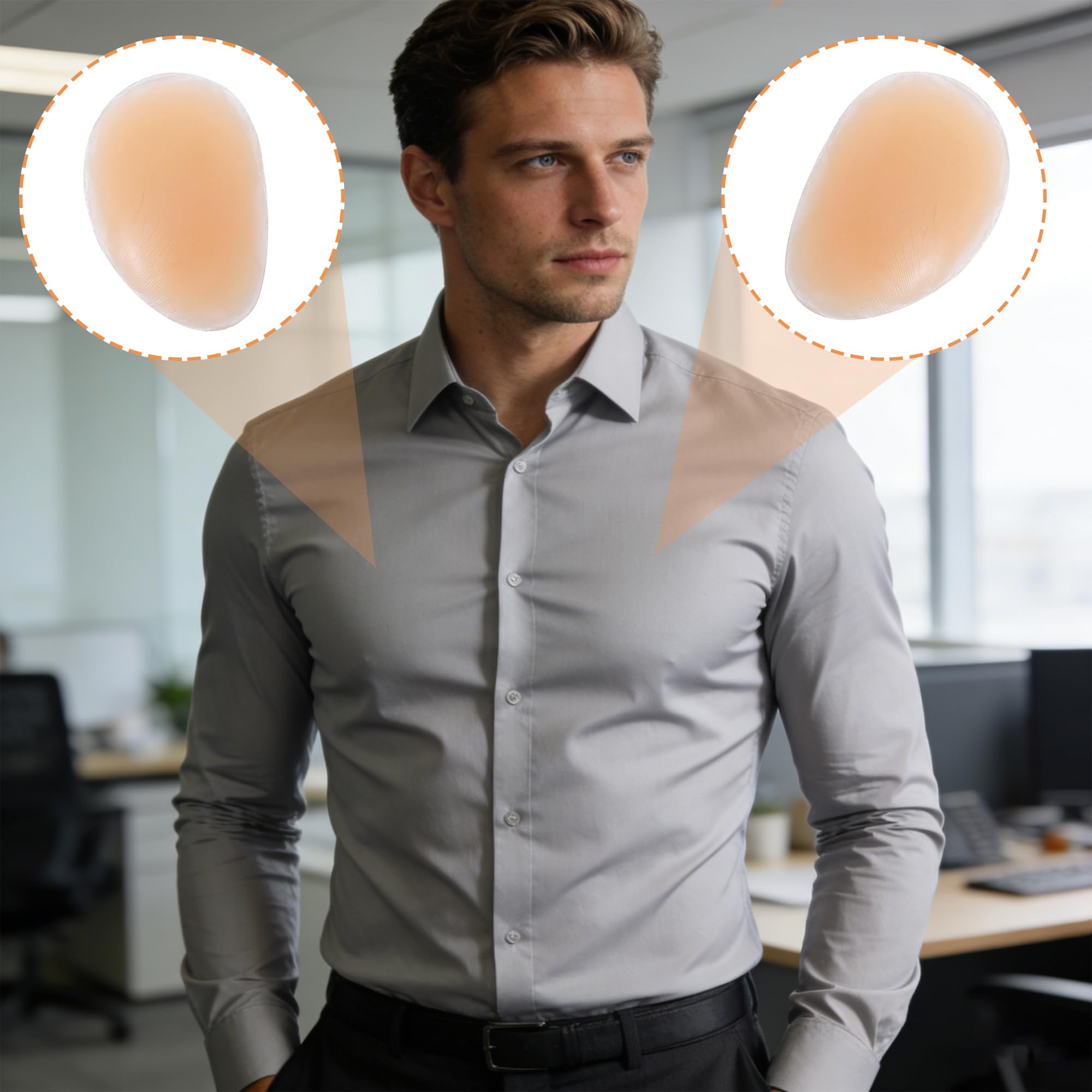 Coussinets de poitrine pour homme - En silicone - Faux autocollants invisibles pour muscles pectoraux - Pour une présentation parfaite des muscles de la poitrine