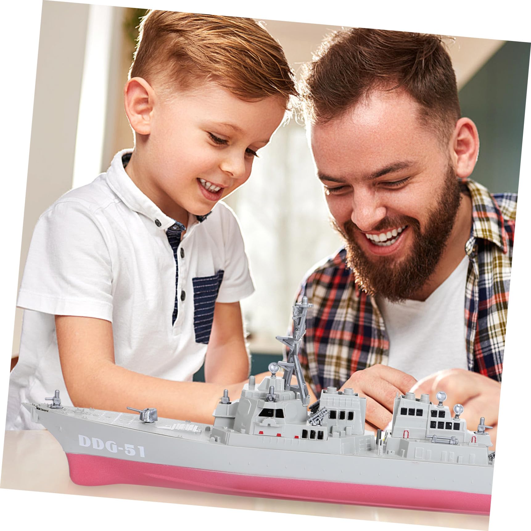 SUPVOX Jouet Poisson en Plastique Modèle de Bateau de Guerre pour Garçon et Filles Garçons, Présent d'anniversaire et Décoration de Chambre Apparence de Navire de Guerre Créative