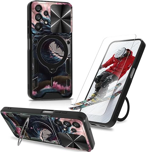 Funda con función atril para Moto G Stylus 5G 2023 con protector de pantalla, cubierta deslizante para cámara deslizante con soporte de anillo