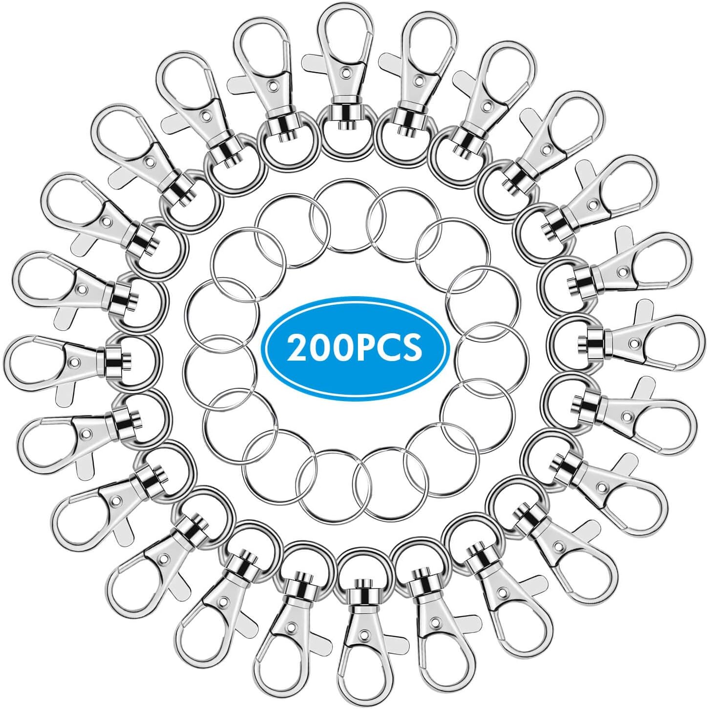 Key Chain Swivel Hooks, Anezus 200pcs Keychain Hardware Metal Swivel