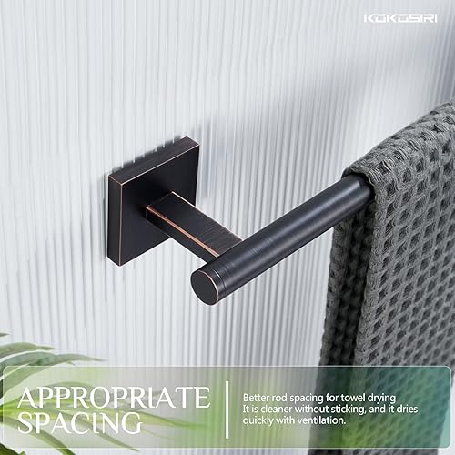 Miniatura 6 de KOKOSIRI Toalleros de baño de 24 pulgadas, toalleros de baño, toalleros, anillo, toallero, colgador, bronce aceitado, B4005ORB-L24+B3007ORB