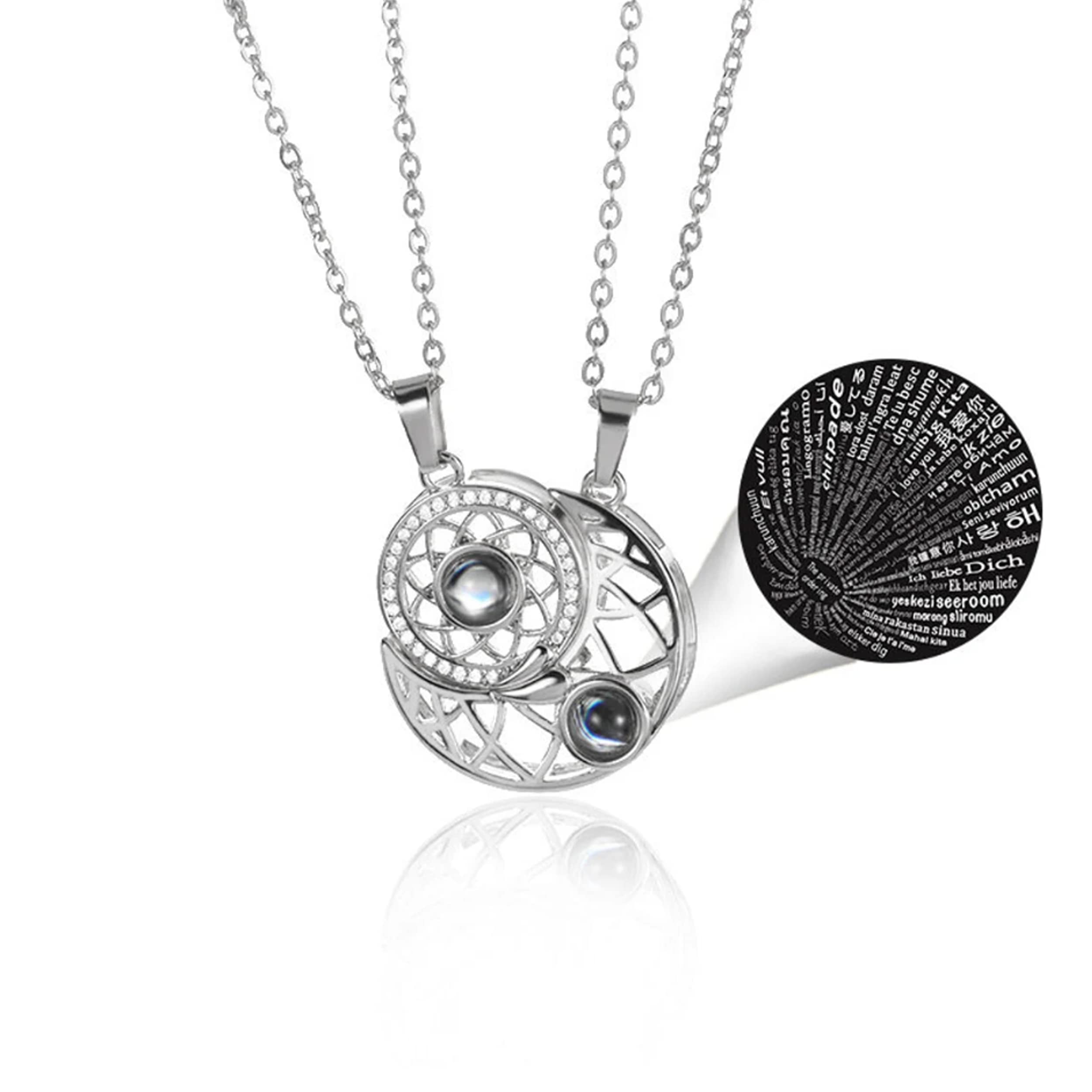 See full amazon price history chart for Aastha Imagine Media 2Pcs Love Heart Matching Pendant Necklace Set 100 Languages I Love You Sun And Moon For Him And Her Couple Best Friends Promise Projection Jewelry For Unisex Adult Aastha Imagine Media 2Pcs Love Heart Matching Pendant Necklace Set 100 Languages I Love You Sun And Moon For Him And Her Couple Best Friends Promise Projection Jewelry For Unisex Adult (B0BFBMZNHF) Amazon Price History, Amazon Price Tracker