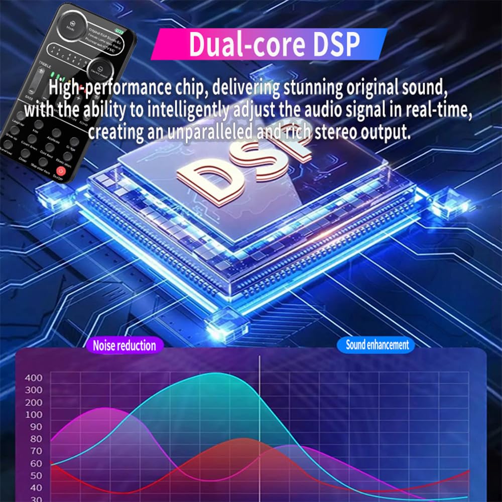 Luocute Tarjeta de Sonido en Vivo Portátil Profesional 11 Modos 9 Efectos de Sonido 13 Modos de Música Electrónica con Reducción Inteligente de Ruido para Teléfono Computadora Portátil