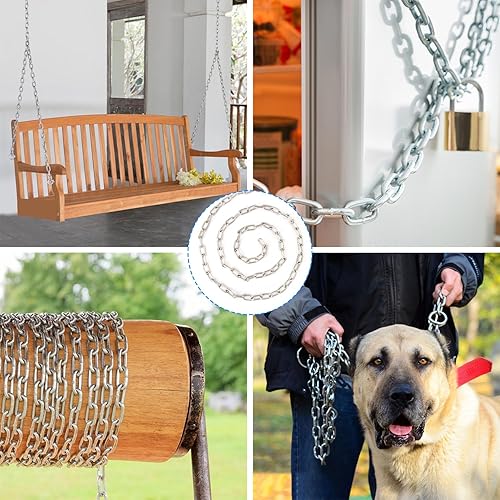 Miniatura 16 de Cadena de acero inoxidable de 39 pies, cadena resistente de 1/8 pulgadas, cadena colgante para colgar ropa, decoraciones, silla, asegurar puertas