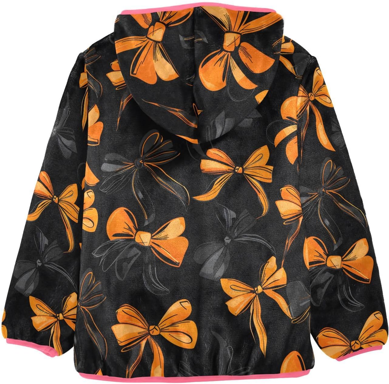 Girls Hoodie Outfit Bows Halloween Pattern Zipper Sweatshirt Coat Fleece Jacket for Kids 3-10T