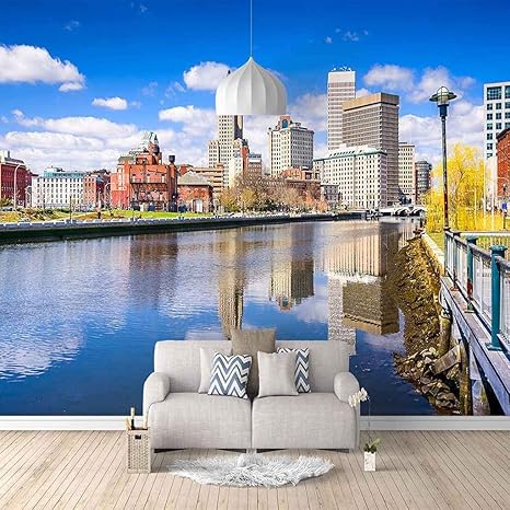 Amazon 3d壁紙壁の壁画 青空の街並み 壁紙 3d壁画 壁の壁紙 壁のポスター ウォールステッカー ボーダー 粘着性レンガ 浴室 寝室 取り外し可能 壁 写真 3d壁紙 0 X 150 Cm 壁紙