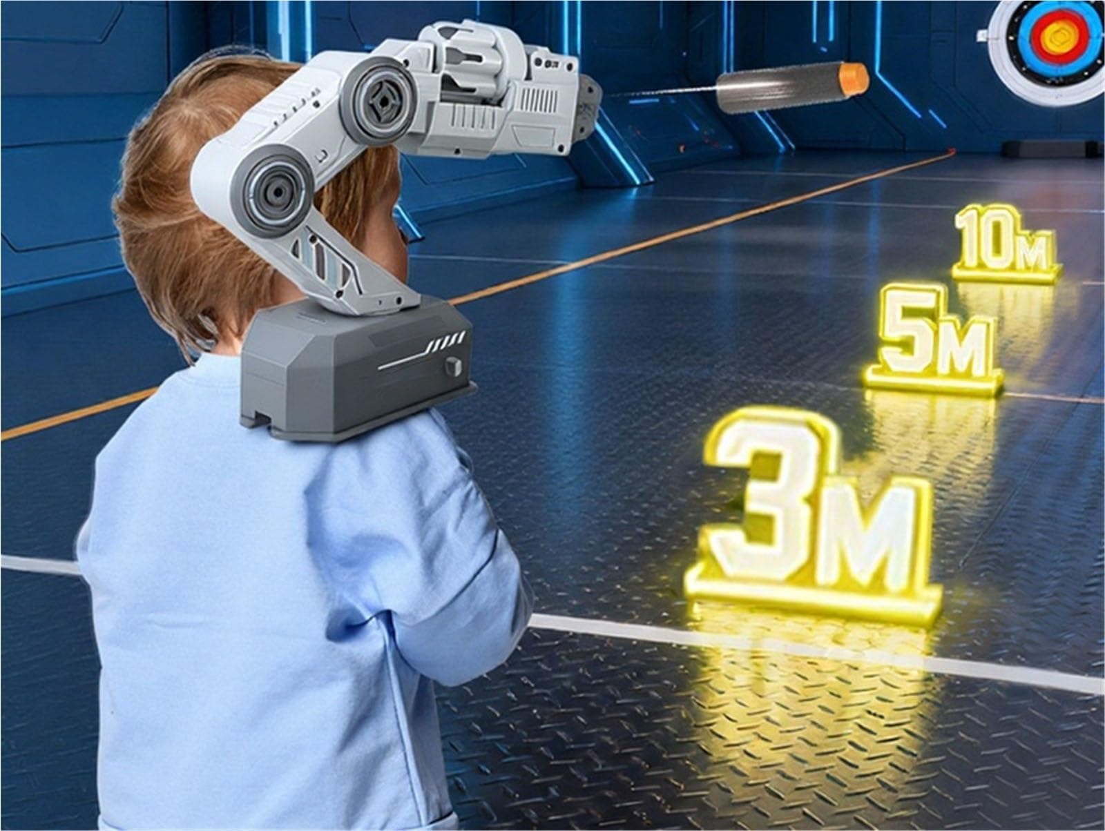 Fajny Indukcyjny Blaster Śledzący Ramię Robota, Mechaniczny Blaster Z Piankowym Ramieniem Z Inteligentnym Śledzeniem – Zabawka Do Montażu Na Ramieniu Z Pilotem(Blue Water Bullet)
