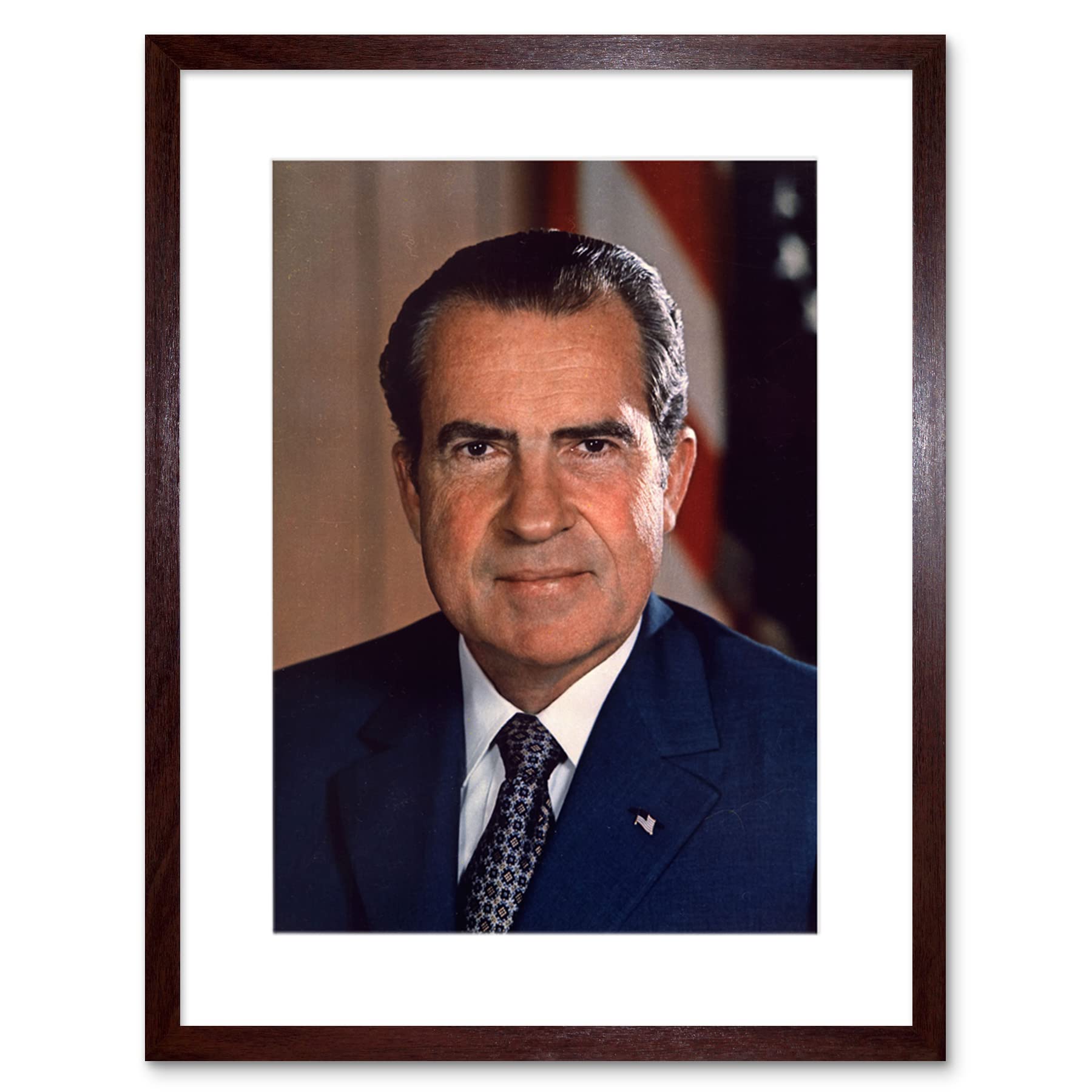 Artery8 US President Richard Nixon Portrait Photo Artwork Framed Wall Art Print 9X7 Inch