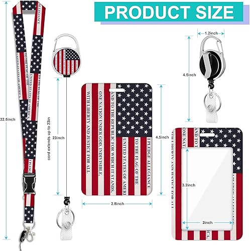Miniatura 2 de BUDUOZHI Soporte para tarjeta de identificación con cordón y clip retráctil para carrete de insignia, cordón de separación de la bandera de Estados