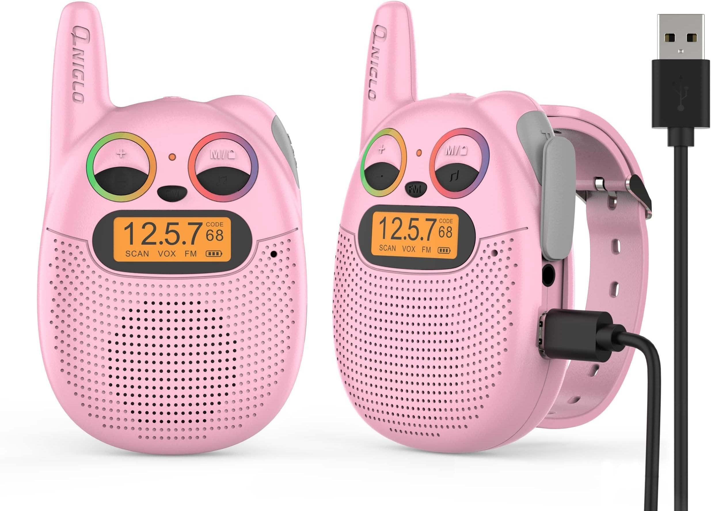 Walkie Talkies for Kids Rechargeable, Toys for 3+ Years Old Kids Walkie Talkies Rechargeable, Up to 2 Mile 2 Way Radio Birthday Toys for Girls And Boys, Pink
