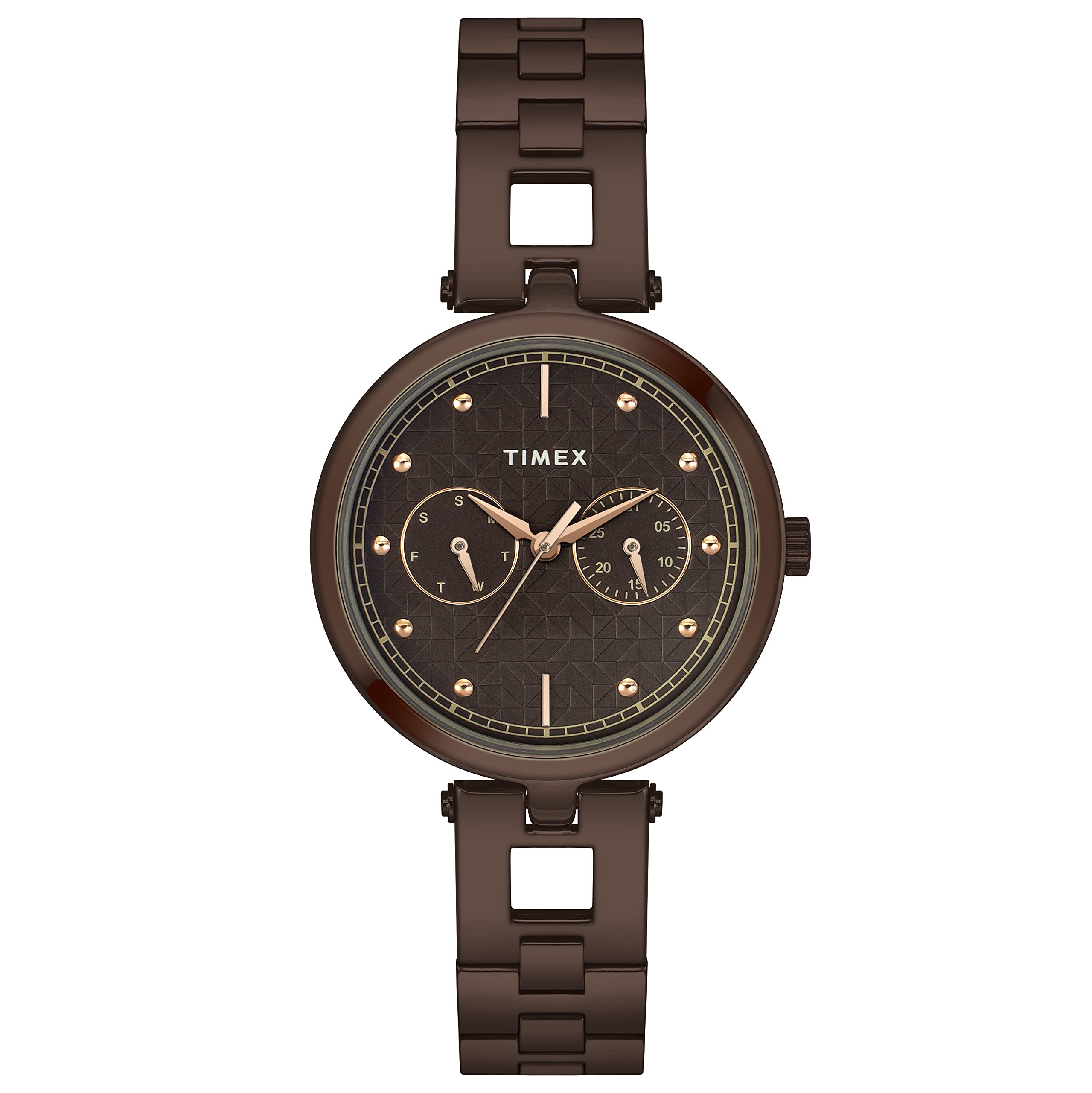 TIMEX Women Stainless Steel Analogue Brown Dial Watch - Twel16603, Band Color-Brown (B0BQM2B147) Amazon Price History, Amazon Price Tracker