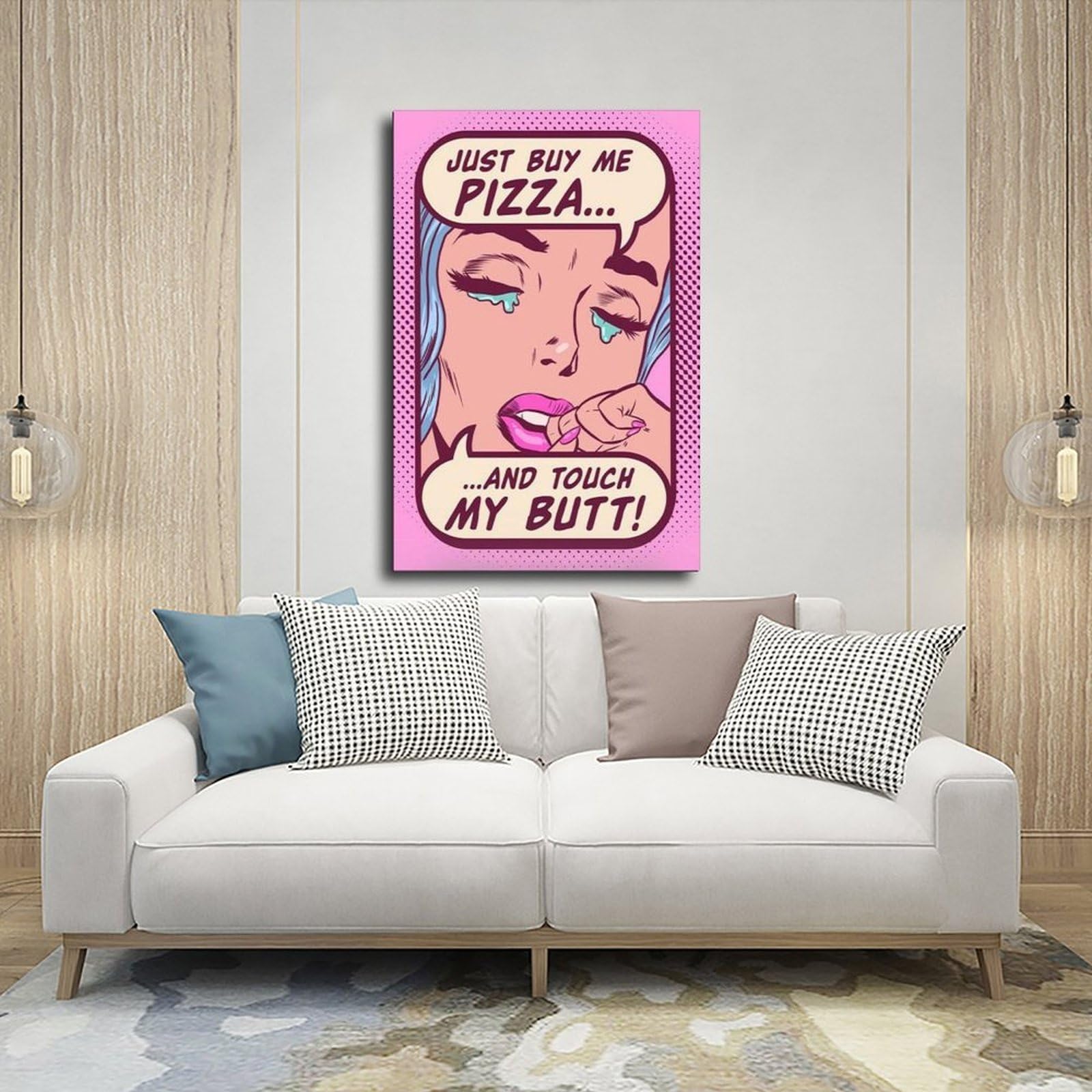 Poster sur toile avec citations humoristiques de fille de bande dessinée rose pour décoration de chambre à coucher, bureau, chambre, cadeau 50,8 x 76,2 cm (L x l)