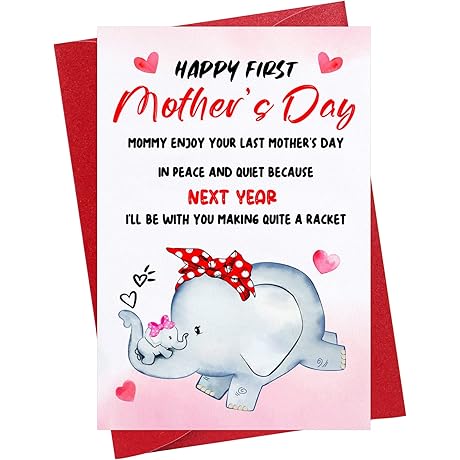WaaHome Warm and Amusing Mother's Day Card for First-Time Moms