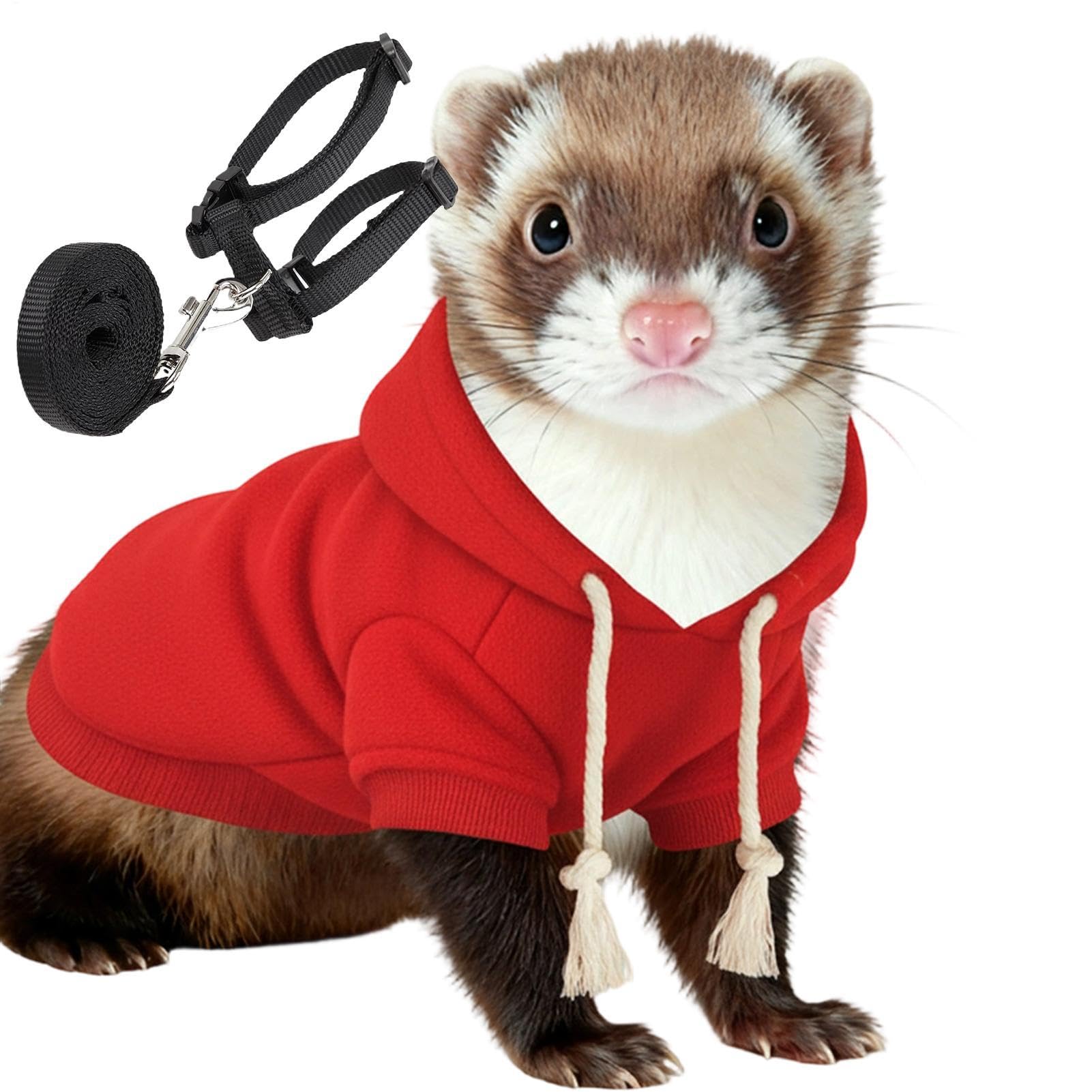 qokeeu Ferret Jumper - With Harness Soft Comfortable Funny Sweatshirt - Small Animal Ferret Jumper | For Squirrel Chinchilla House Cat Chihuahua โ image 1
