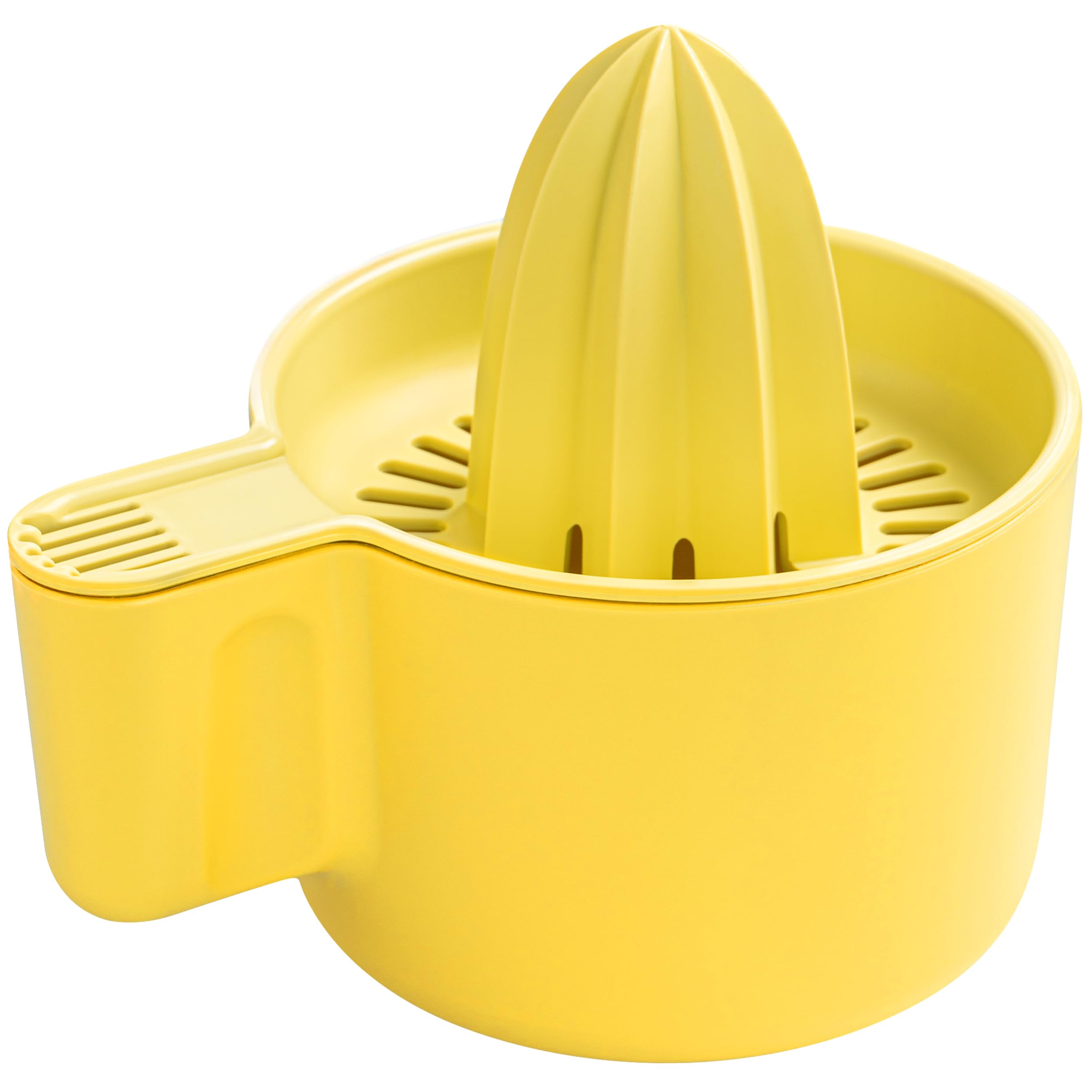 KONZEPT Lemon Squeezer with 500 ml Container, Manual Citrus Juicer, for Lemons, Oranges & Limes, Yellow