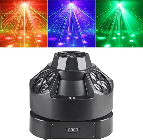 Luz de fiesta de DJ, 200 W RGBW 4 en 1 LED luces de escenario para DJ, luces de DJ de rotación infinita con sonido activado para boda, fiesta de DJ