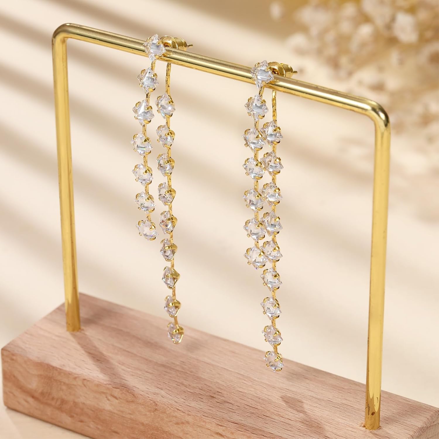 Sterling Silver Dangle Earrings for Women Trendy Cubic Zirconia Long Dangle Drop Earrings Dainty Minimalist for Prom Party Jewelry - Image 5