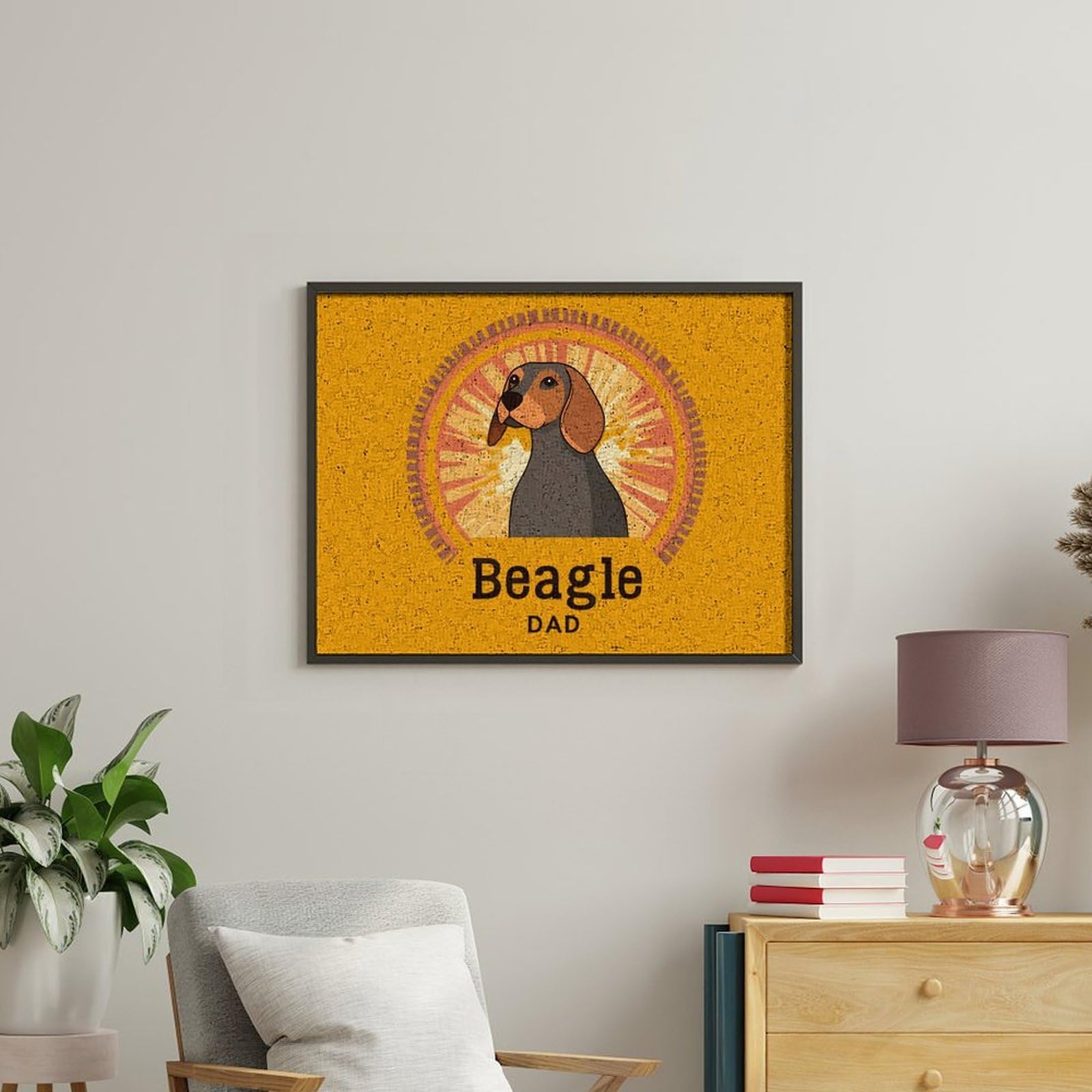 Lustiges Malen nach Zahlen für Erwachsene, Motiv: Beagle, Hund, Vater, Baumwolle, digitales Ölgemälde, Heimdekoration, Geschenk, 50 x 65 cm