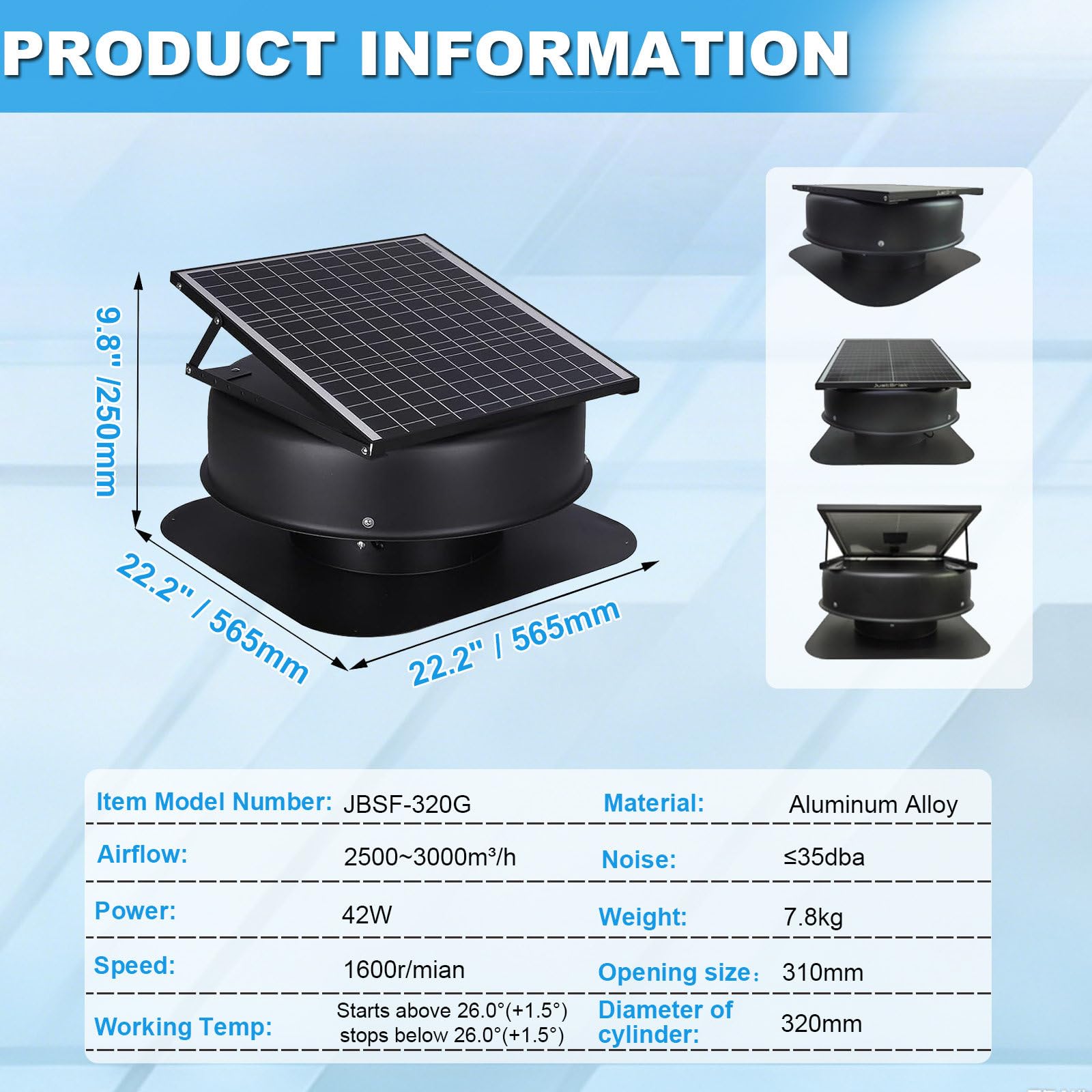 Ventilatore da tetto solare da 42 W, a basso rumore, con telecomando wireless e design resistente alle intemperie, ideale per casa, veranda, negozio e camper