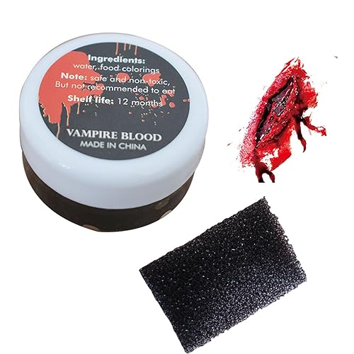 Gel de sangre falsa coagulado de Halloween con esponja negra para maquillaje SFX efectos especiales para festivales y fiestas de Halloween, película disponible en Yaxa Colombia