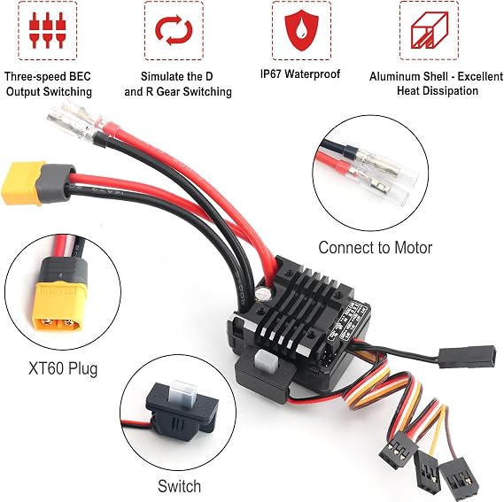OGRC 80A Brushed ESC Electronic Speed Controller with ESC Programming Card (XT60 Plug)